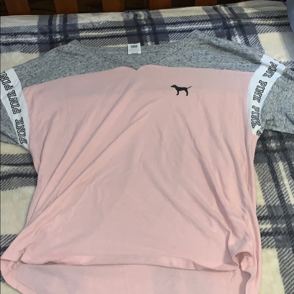 Pink short sleeve v- neck